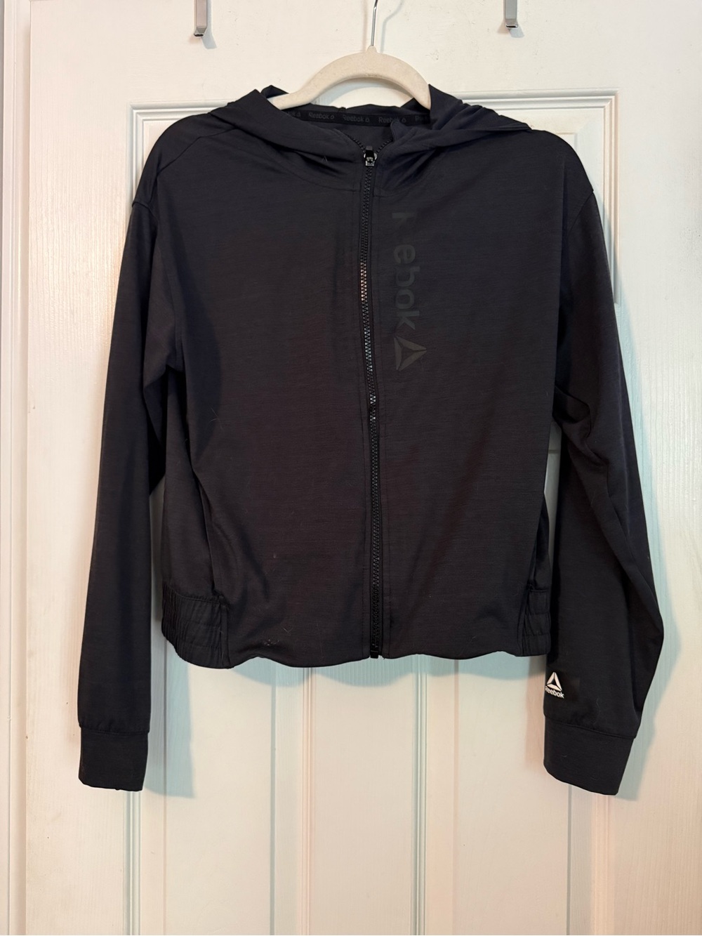 Reebok Womens Black Full-Zip Hooded Jacket XS